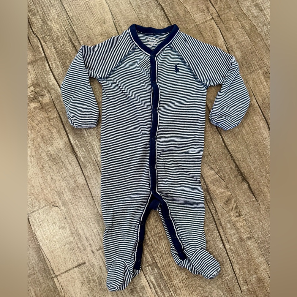 Baby Boy Polo Ralph Lauren Striped Cotton Footie Size 3 Months